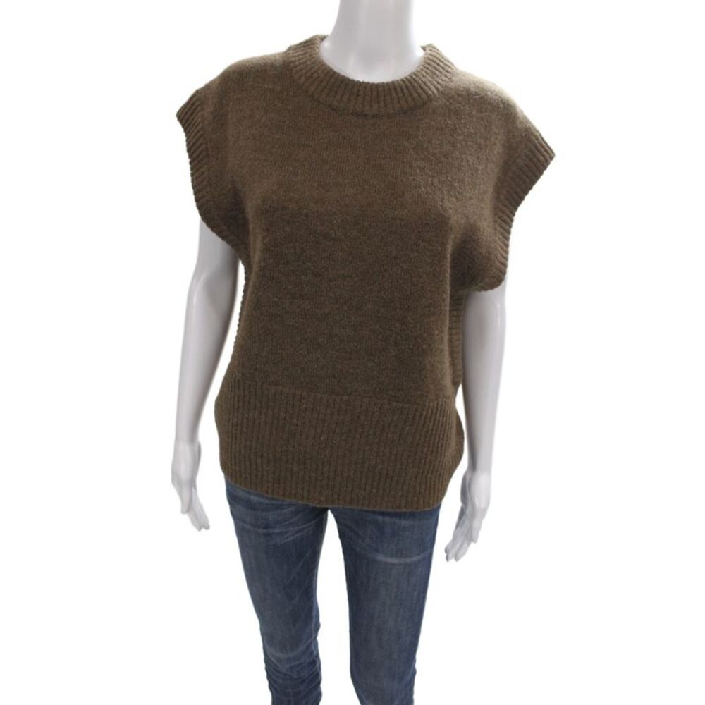 HOLZWEILER Womens Sweater Vest Brown Wool Crew Neck Sleeveless Fall Size S